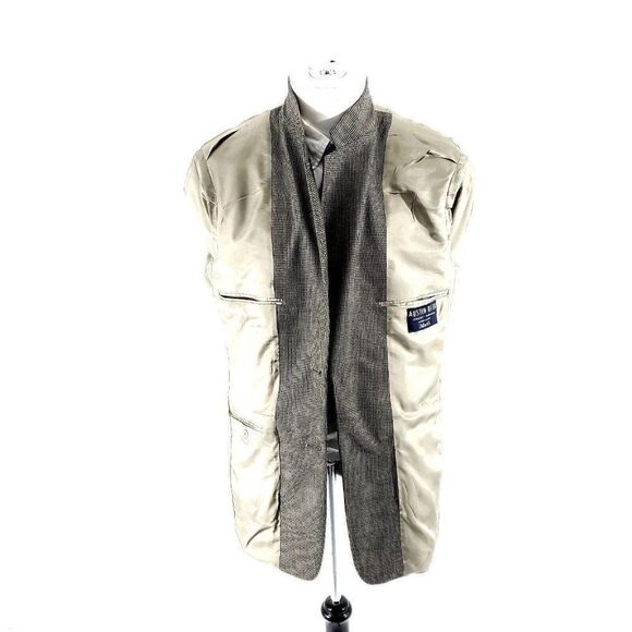 Austin Reed Heavy Textured Wool 2 Button Sport Coat 38R Black Tan Check - Picture 9 of 11